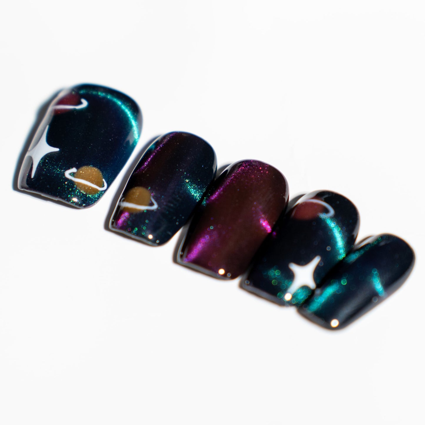 Celestial VeilRenovanails Celestial Veil–Black & Silver Press-On Nails-3