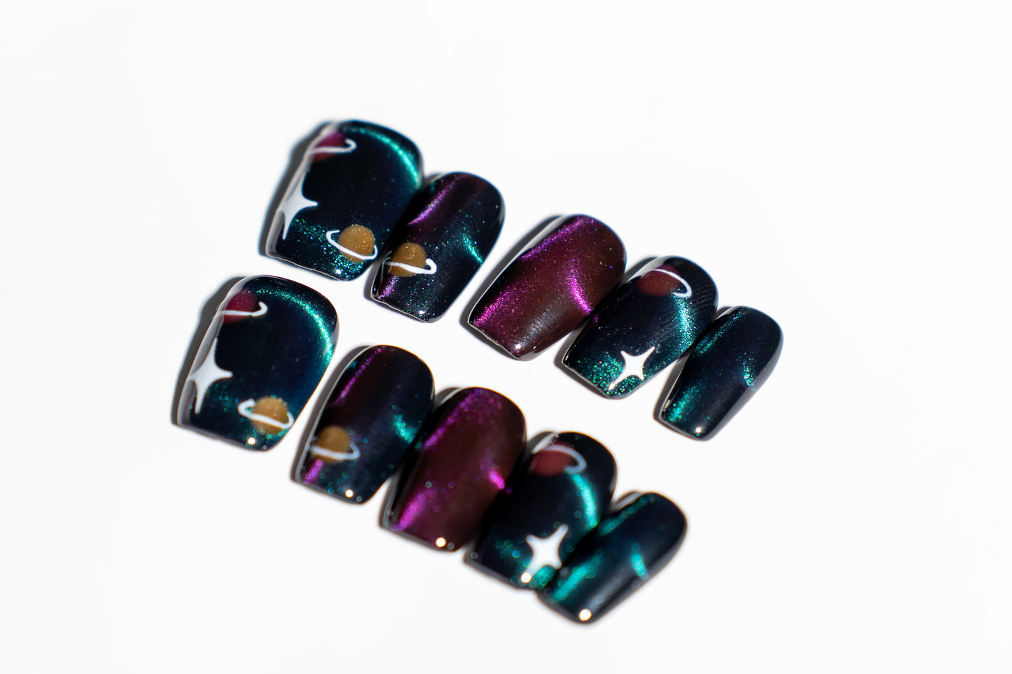 Celestial VeilRenovanails Celestial Veil–Black & Silver Press-On Nails-4