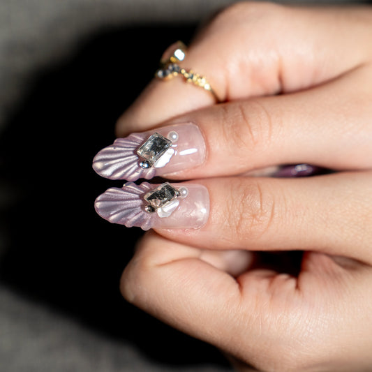 Renovanails Blush Pearl Mirage–Pink Shimmer Press On Nails-2