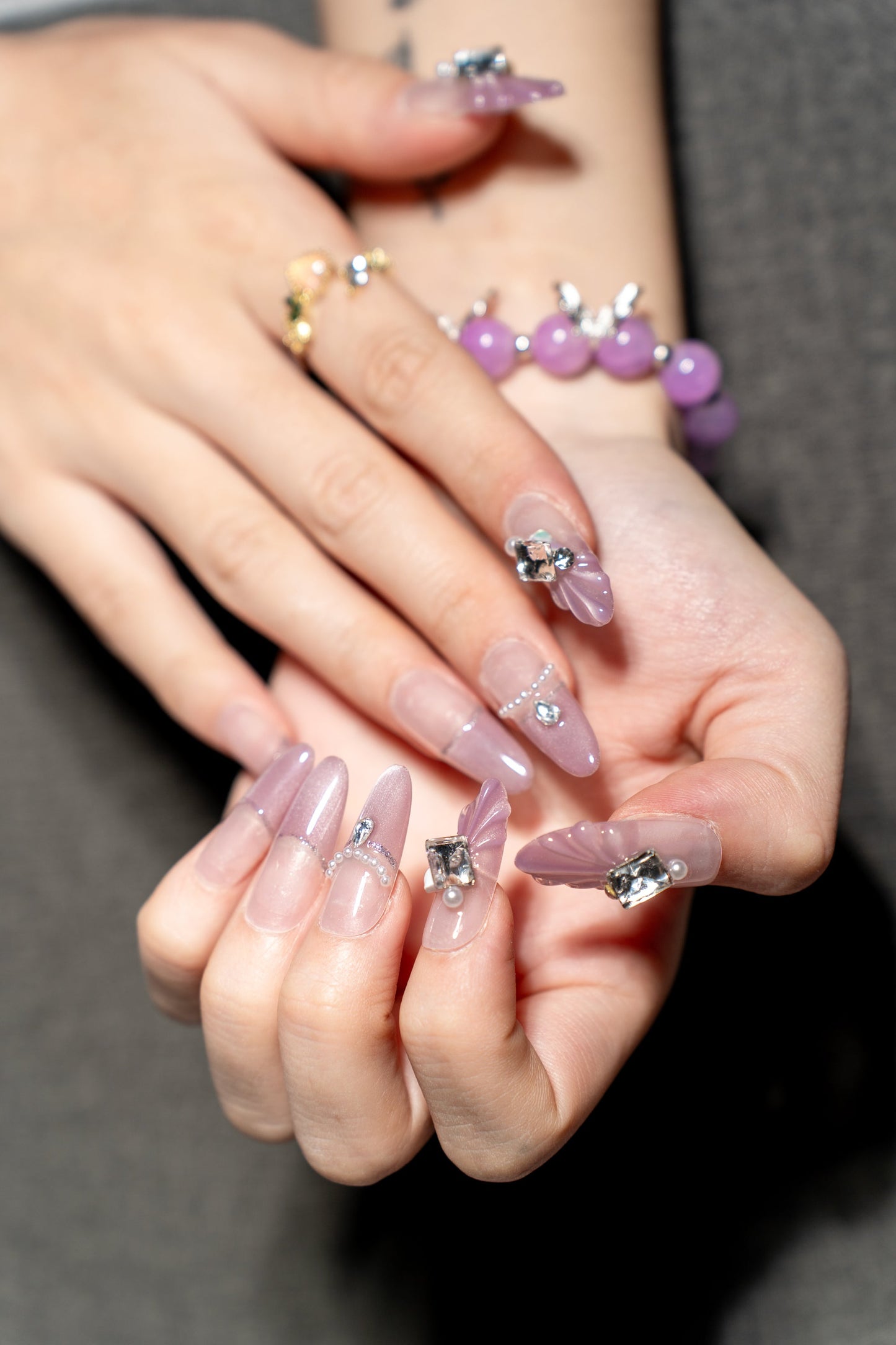 Renovanails Blush Pearl Mirage–Pink Shimmer Press On Nails-5