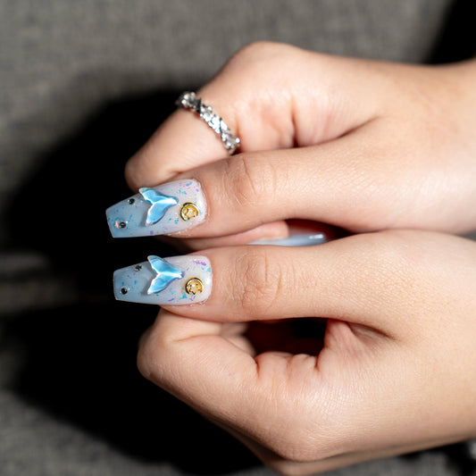 Renovanails Lunar Cetacea-Blue Shimmer Press On Nails-2