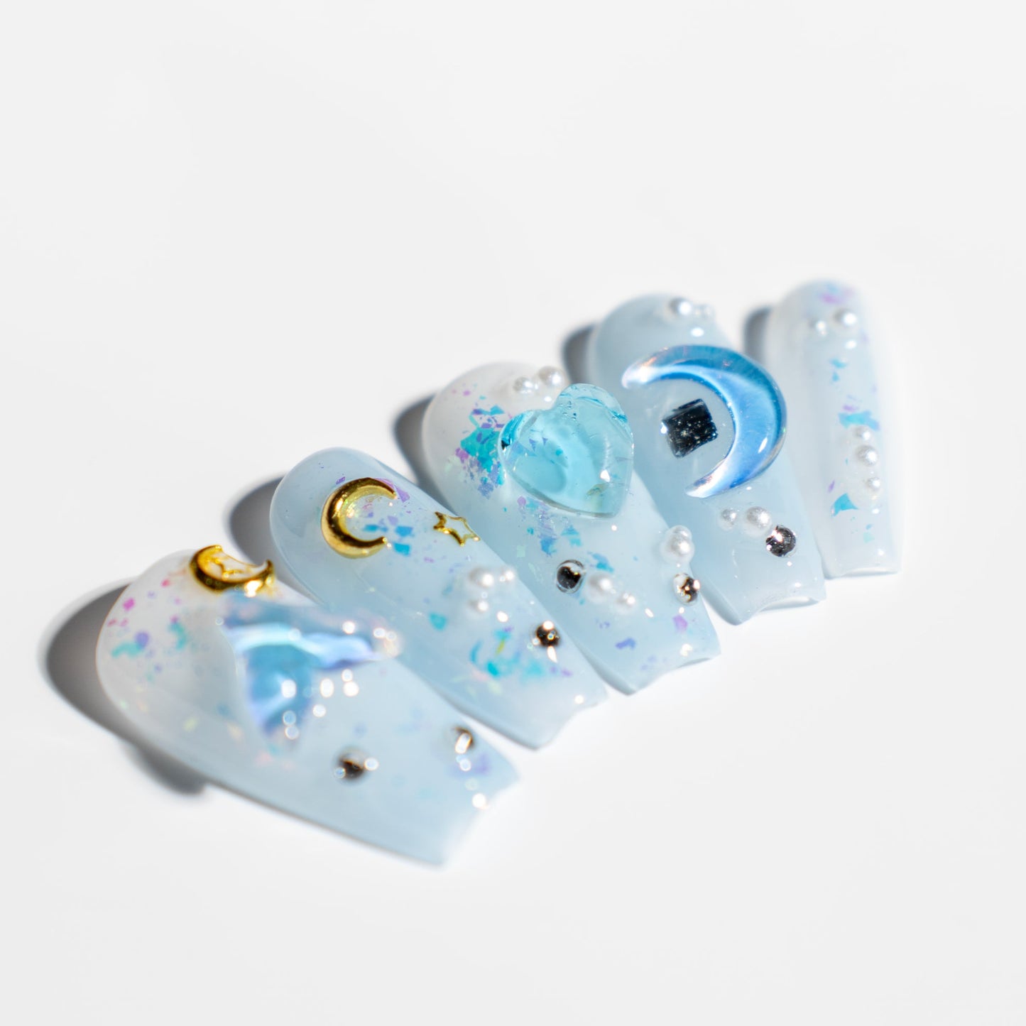 Renovanails Lunar Cetacea-Blue Shimmer Press On Nails-4