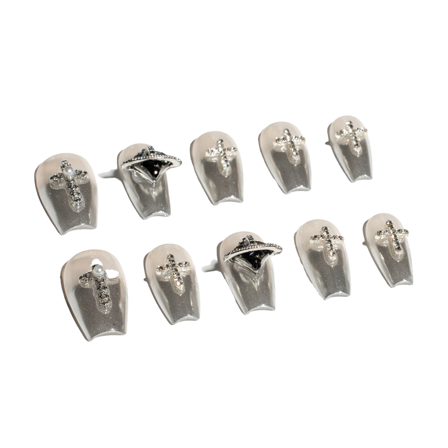 Renovanails Silvern Halo-Handmade Sparkling Press-On Nails-1