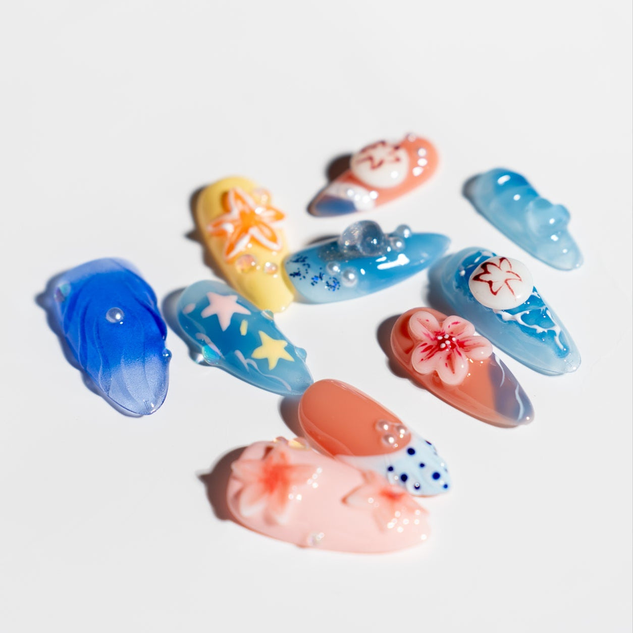 Renovanails Tide Blossom–Aqua Press On Nails-4