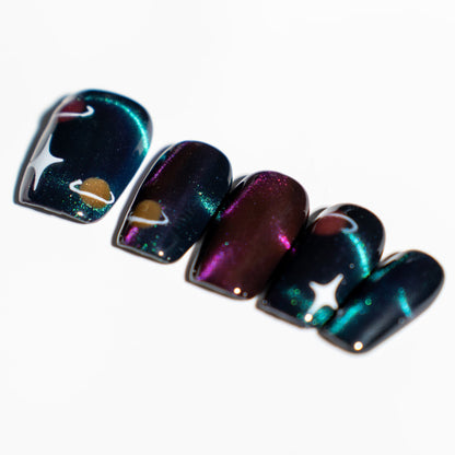 Celestial VeilRenovanails Celestial Veil–Black & Silver Press-On Nails-3