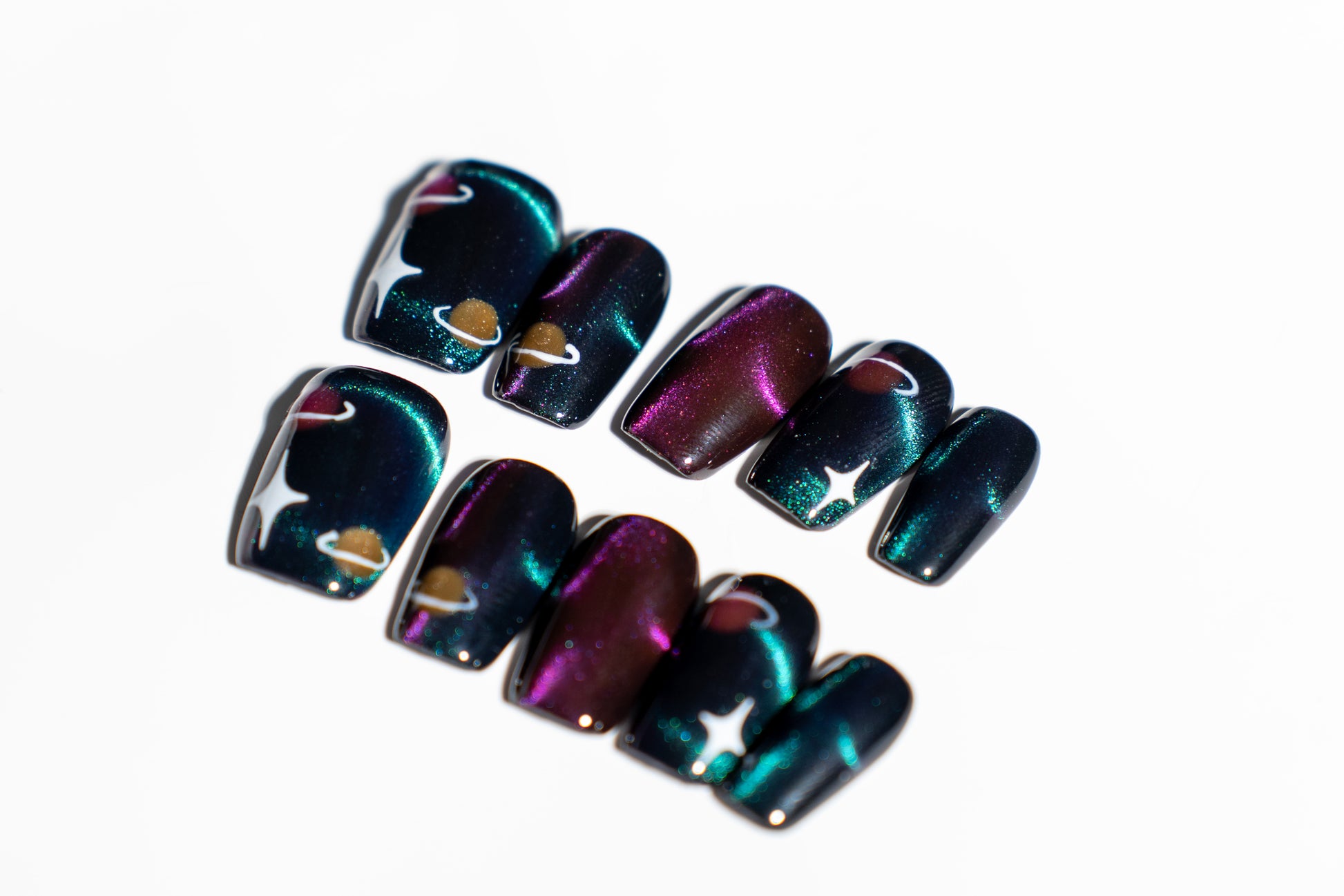 Celestial VeilRenovanails Celestial Veil–Black & Silver Press-On Nails-4