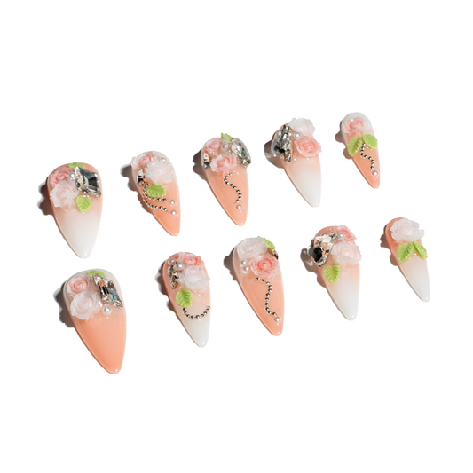 Petal Dew Press-On Nails-Handmade Nail Art-1