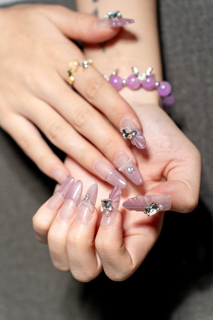 Renovanails Blush Pearl Mirage–Pink Shimmer Press On Nails-5