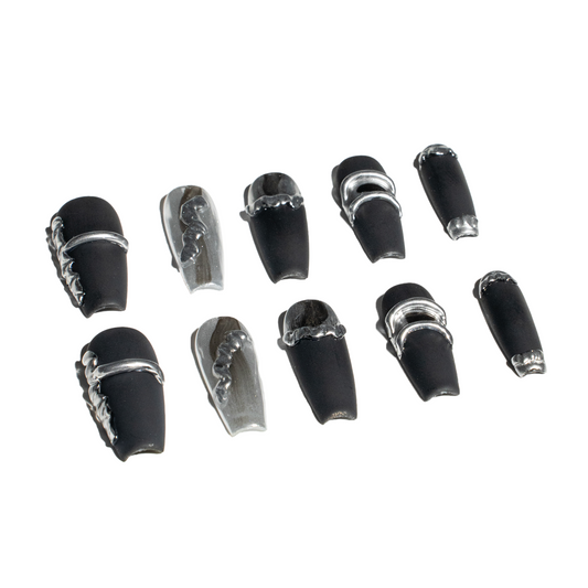 Renovanails Eclipse Noir–Matte Black Press On Nails-1