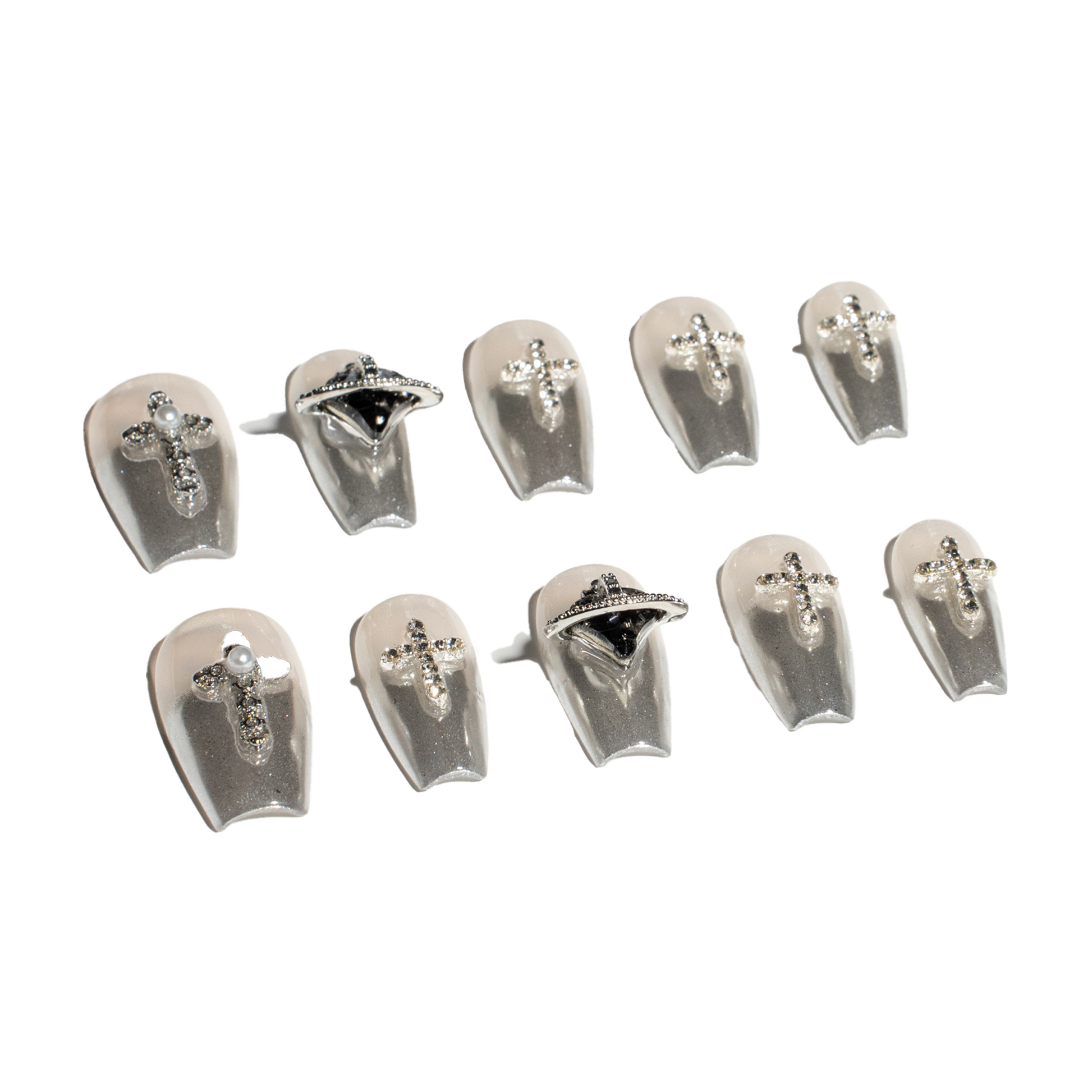 Renovanails Silvern Halo-Handmade Sparkling Press-On Nails-1