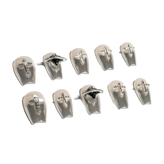 Renovanails Silvern Halo-Handmade Sparkling Press-On Nails-1