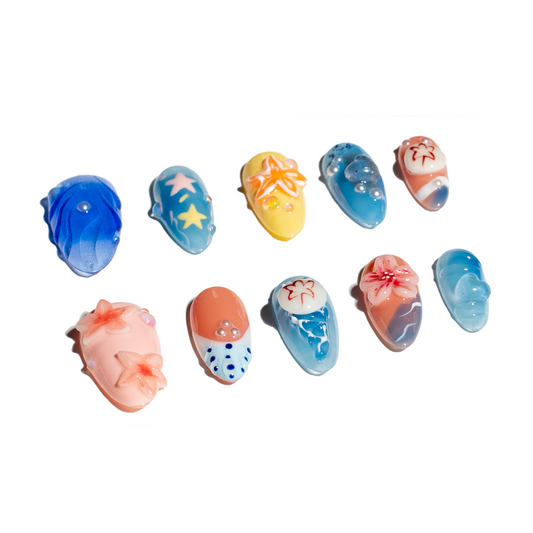 Renovanails Tide Blossom–Aqua Press On Nails-1
